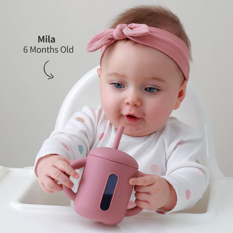 SAMiGO Silicone Sippy Cup, Baby Straw Cup for 6 12 18 Months, Sippy Cup with Straw for Toddlers 1-3 Years, Baby Water Cup for Drinking and Training, 6 oz - Image 4